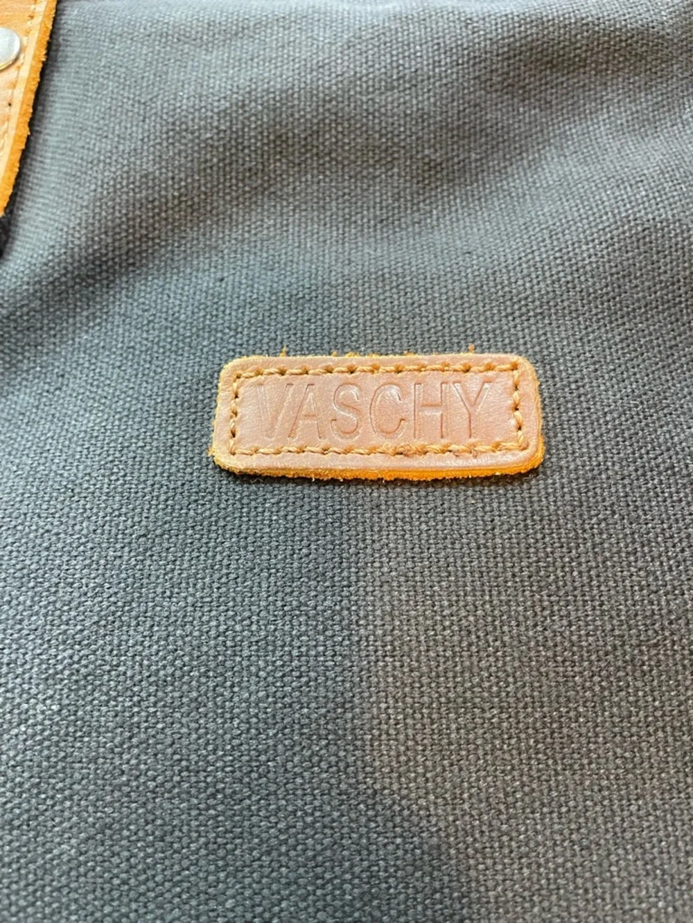 Vaschy distressed cowhide and waterproof Canvas Tote/computer Bag